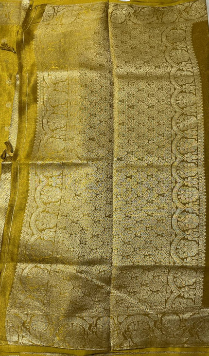 Mustard Gold Designer Organza Tissue Silk Saree with Woven Buti & Rich Border |DS27_7