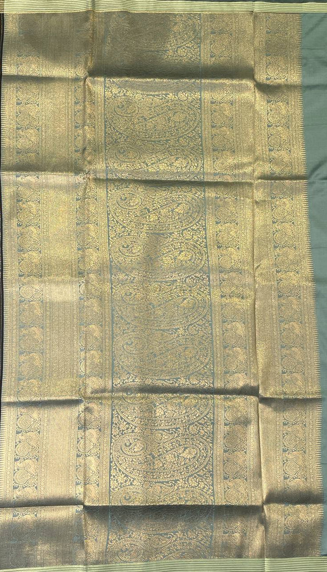 Classic Black Semi Kanchipuram Saree with Rich Zari Border|S4_6
