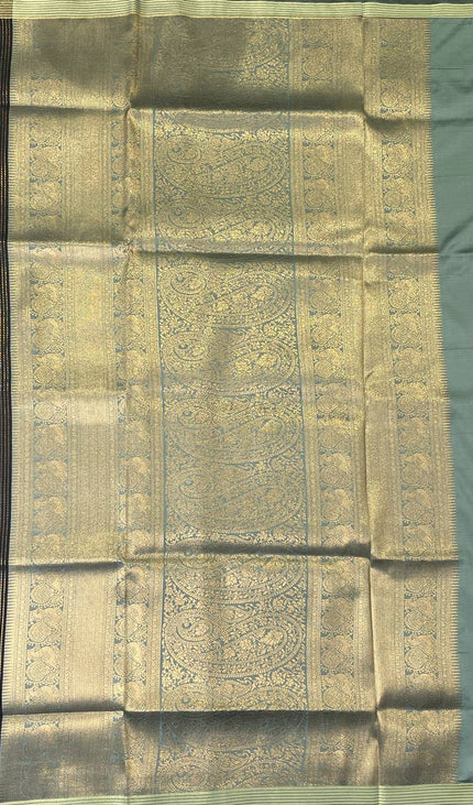Classic Black Semi Kanchipuram Saree with Rich Zari Border|S4_6