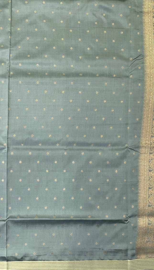 Classic Black Semi Kanchipuram Saree with Rich Zari Border|S4_6