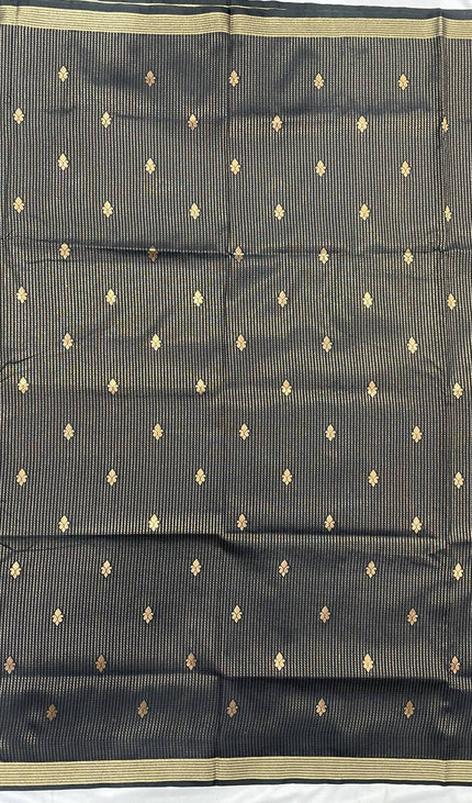 Classic Black Semi Kanchipuram Saree with Rich Zari Border|S4_6