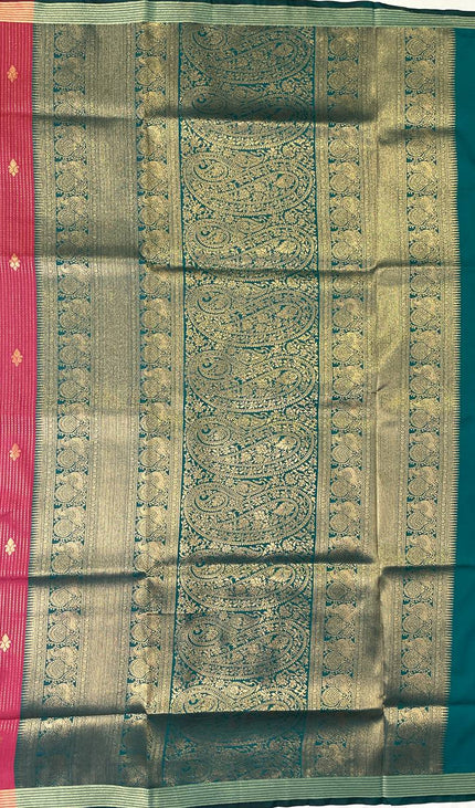 Beautiful Pink Semi Kanchipuram Saree with Rich Zari Border|S4_2