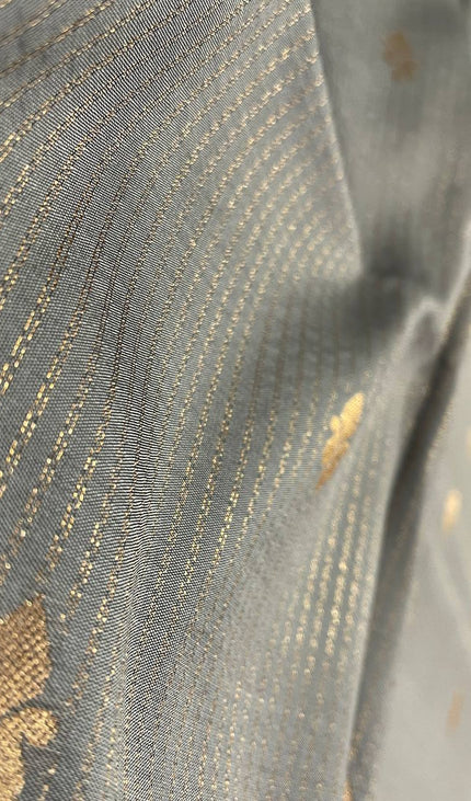 Grey Semi Kanchipuram Silk Saree with Rani Pink Zari Border|S4_10