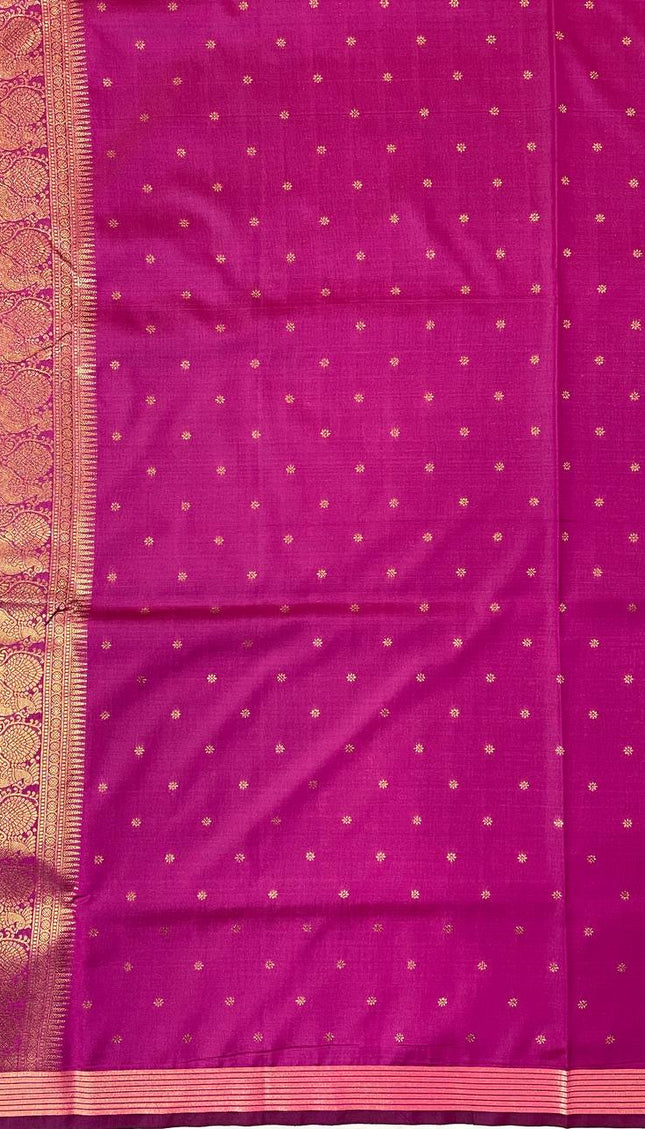 Dark Grey Semi Kanchipuram Silk Saree with Rani Pink Zari Border|S4_8