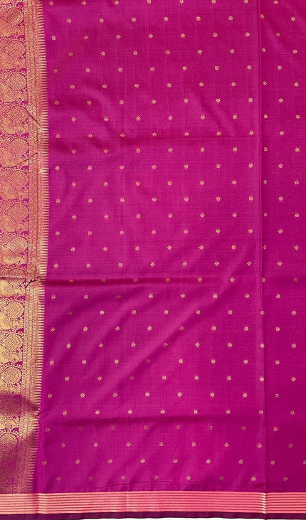 Dark Grey Semi Kanchipuram Silk Saree with Rani Pink Zari Border|S4_8