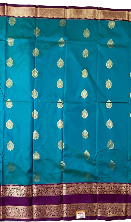 Rama Green Kanchipuram Silk Saree with Purple Border |S2_2