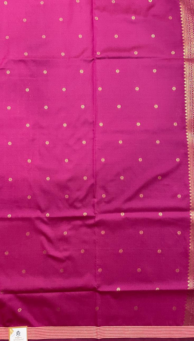 Royal Blue Soft Silk Saree with Rich Pink Zari Border|S3_1