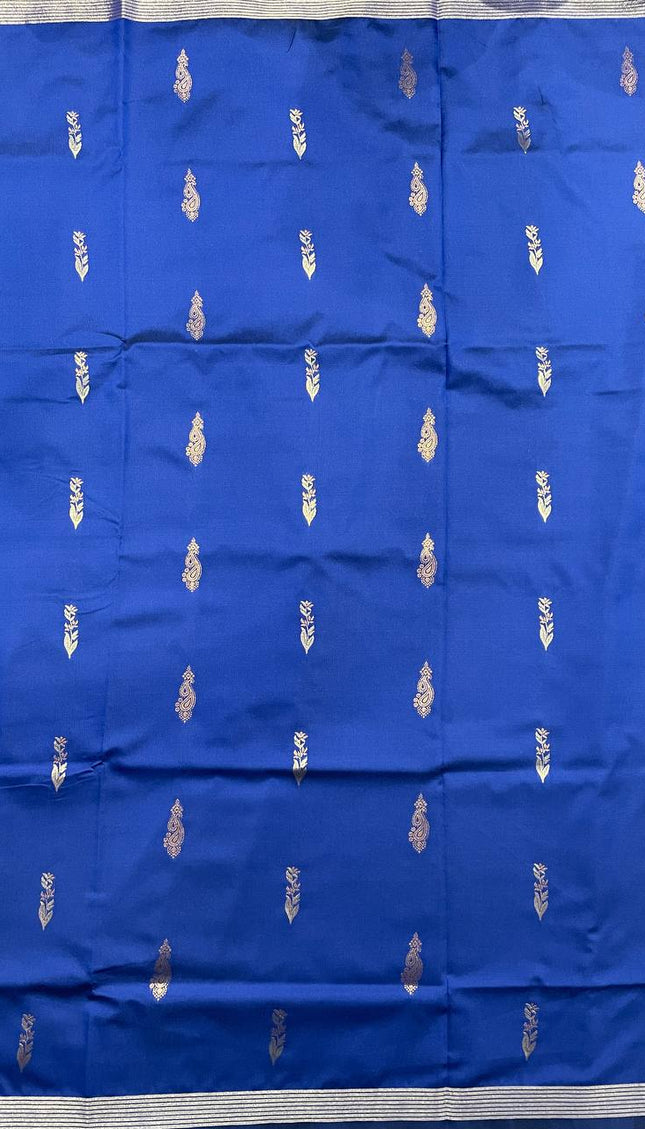 Royal Blue Soft Silk Saree with Rich Pink Zari Border|S3_1