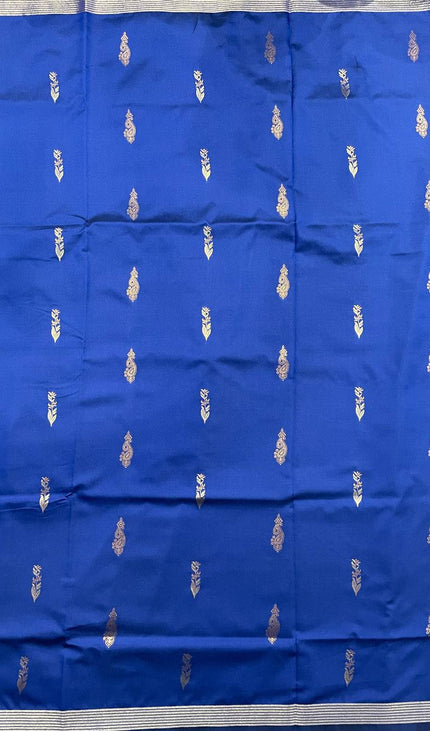 Royal Blue Soft Silk Saree with Rich Pink Zari Border|S3_1