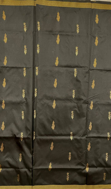 Black Soft Silk Saree with Antique Gold Zari Border| S3-4