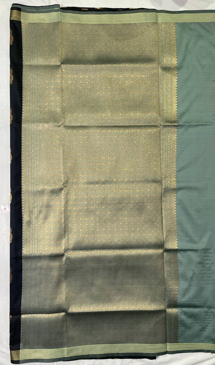 Black Soft Silk Saree with Antique Gold Zari Border| S3-4