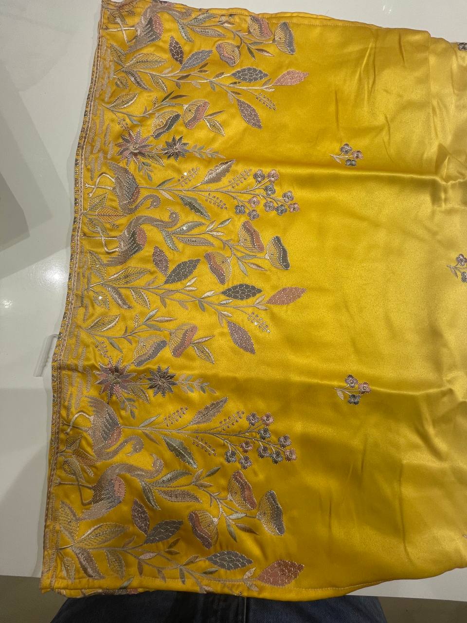 Yellow and white Kurta Set with hand Work| AS-M03