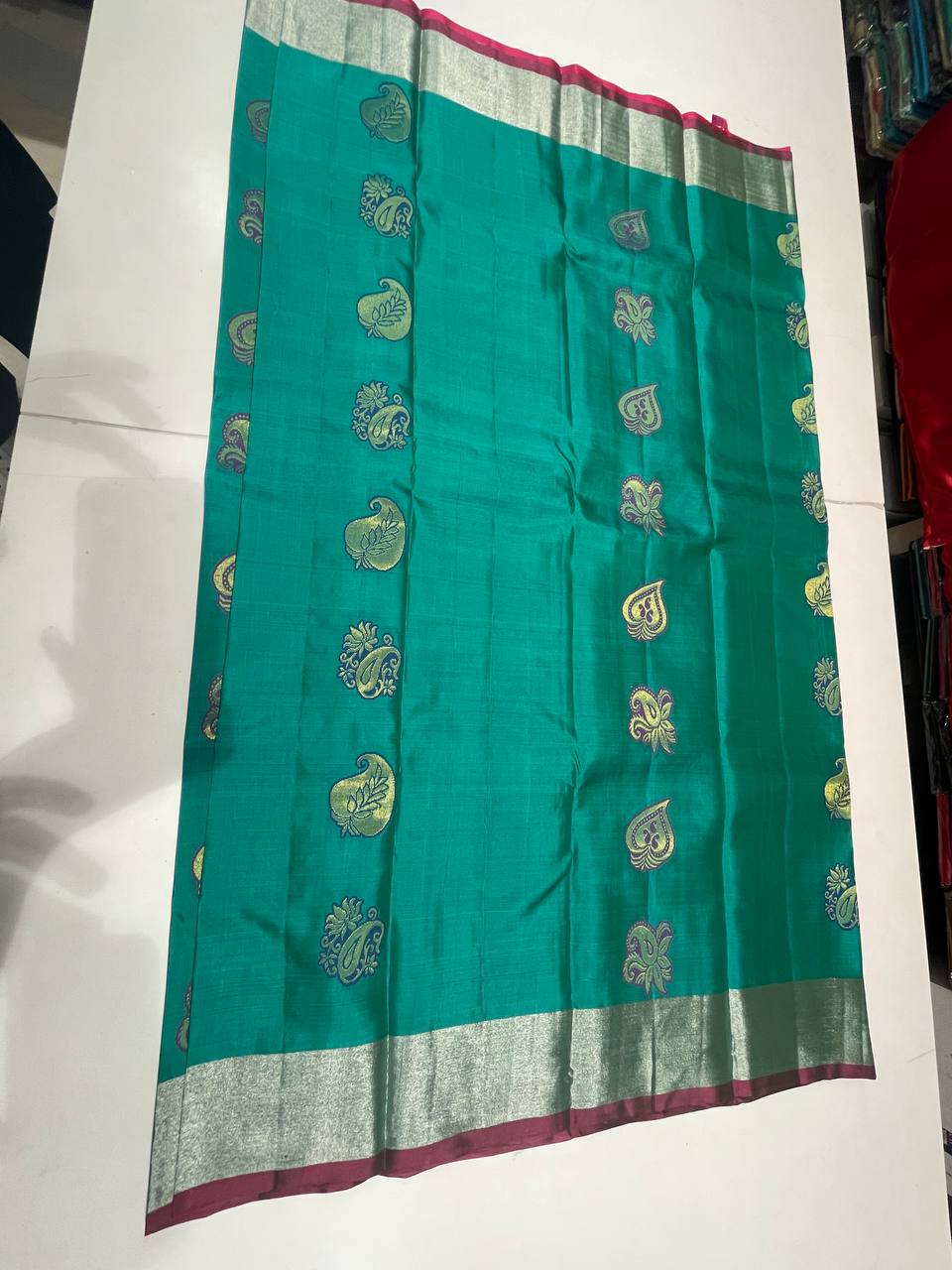 Rama green Woven Kanjivaram Saree|AS-0054