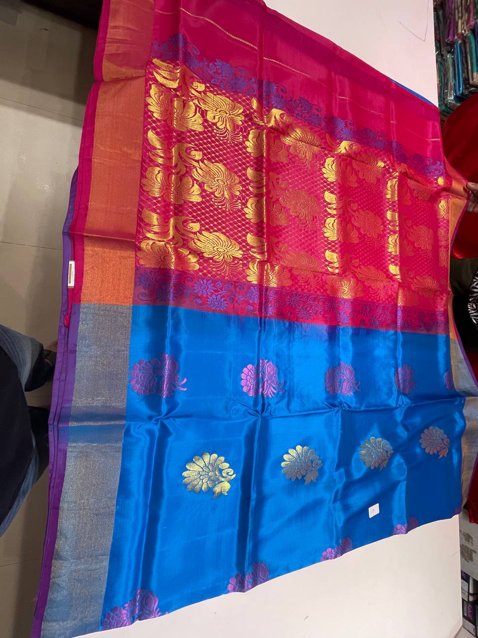 Blue Silk Saree in  with Zari Border|AS-0059