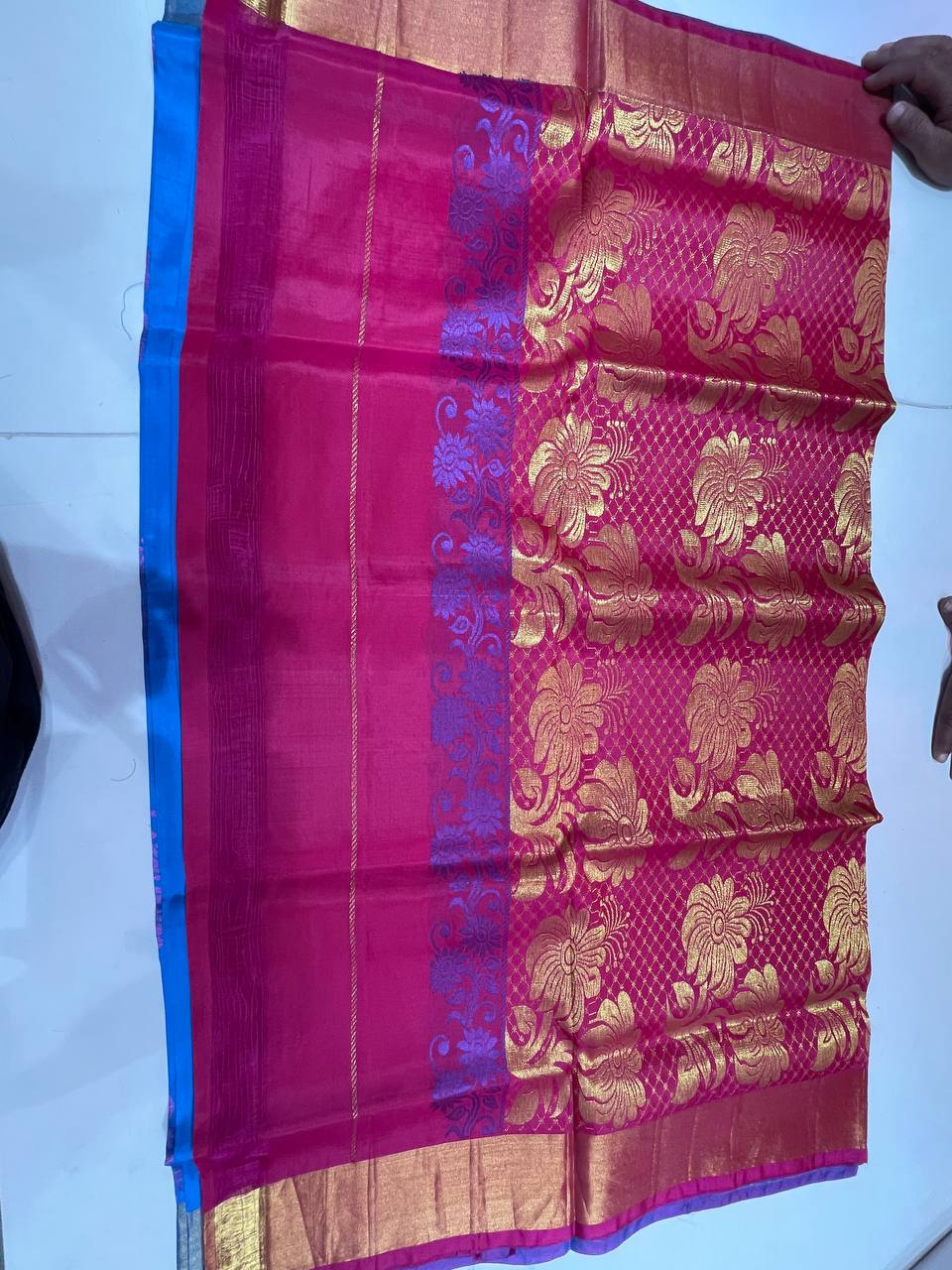 Blue Silk Saree in  with Zari Border|AS-0059