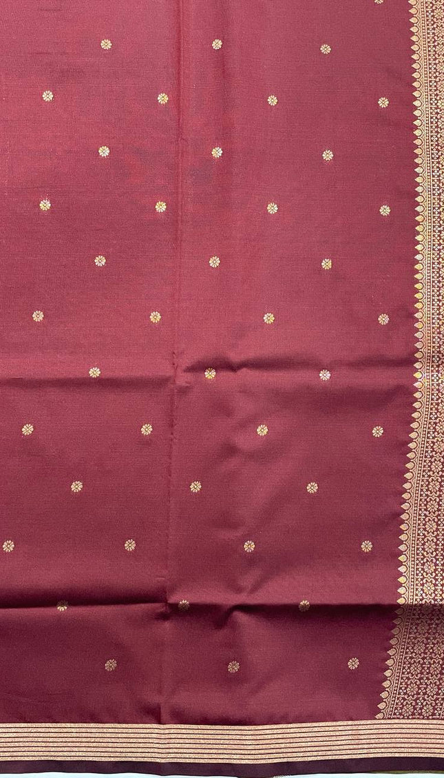 Mustard Yellow Soft Silk Saree with Maroon Zari Border|S3_6