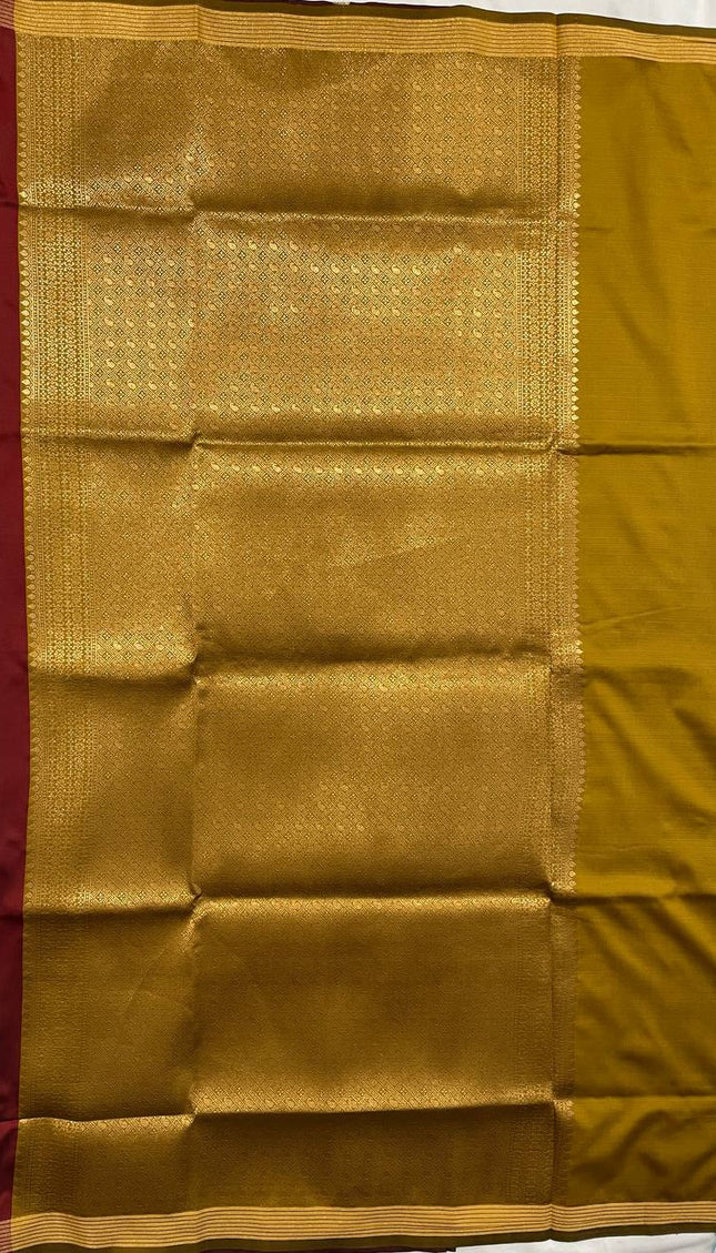 Deep Red Soft Silk Saree with Classic Gold Zari Border|S3_10