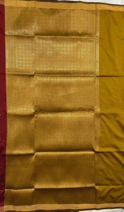 Deep Red Soft Silk Saree with Classic Gold Zari Border|S3_10