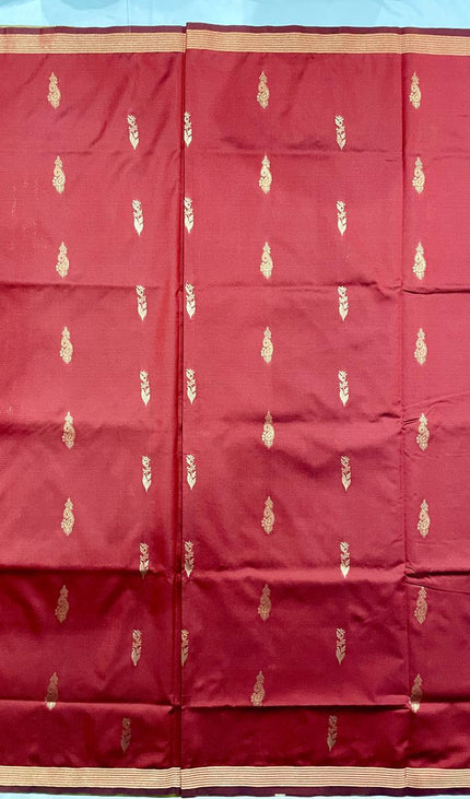 Deep Red Soft Silk Saree with Classic Gold Zari Border|S3_10