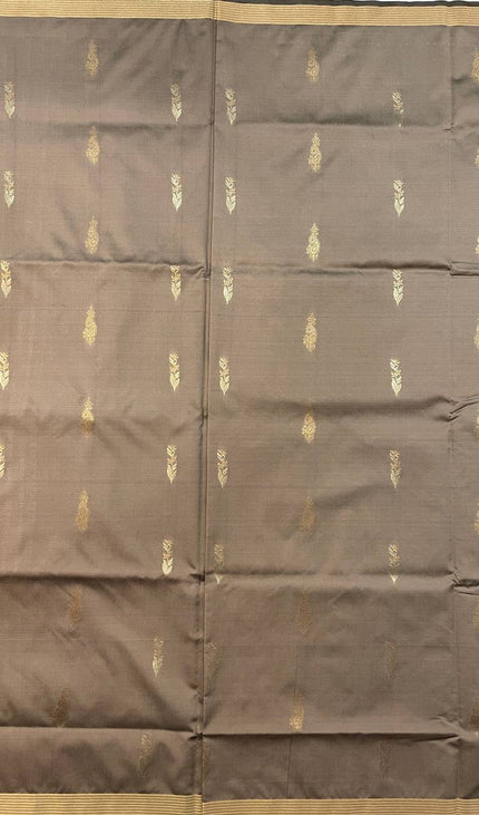 Coffee Brown Soft Silk Saree with Maroon Zari Border|S3_8