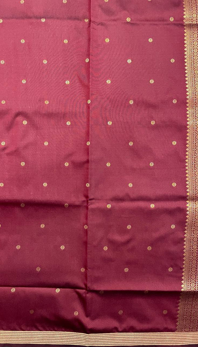 Coffee Brown Soft Silk Saree with Maroon Zari Border|S3_8