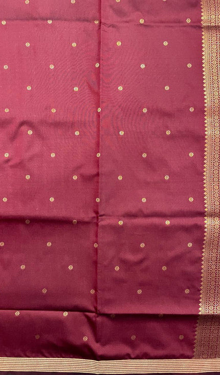 Coffee Brown Soft Silk Saree with Maroon Zari Border|S3_8