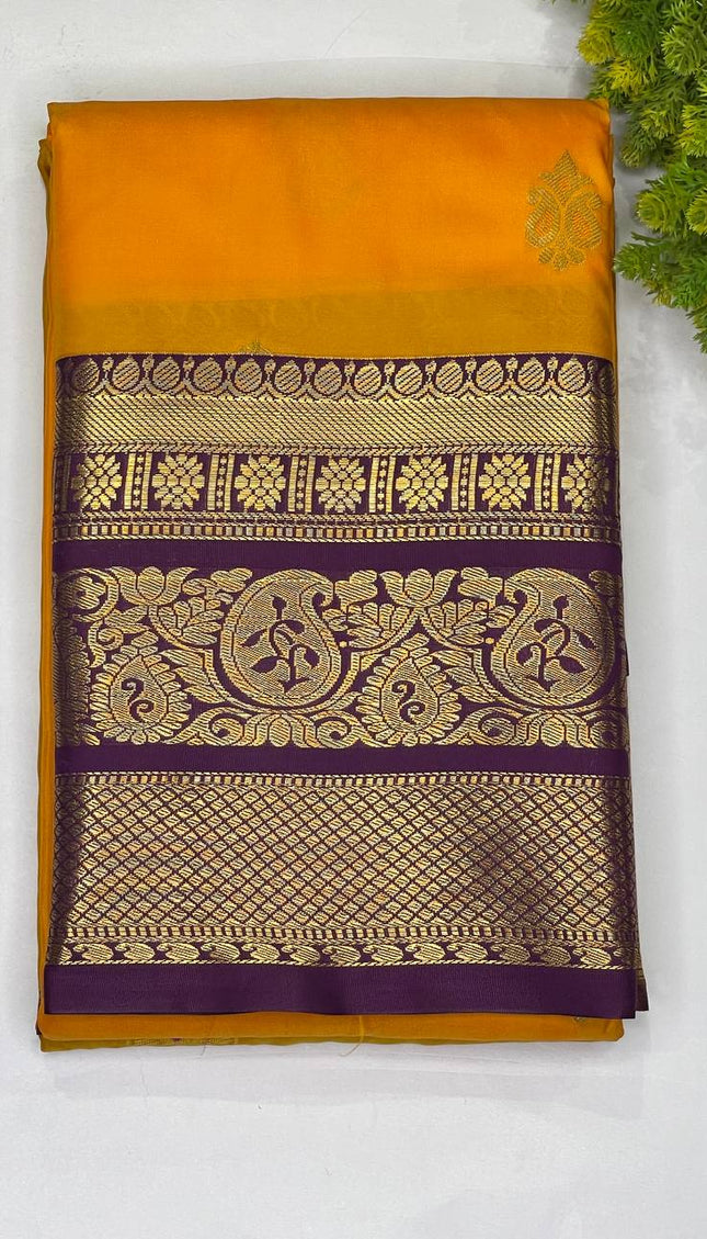 Orange semi Kanchipuram silk saree|S8_1