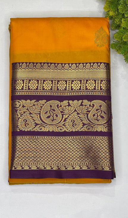 Orange semi Kanchipuram silk saree|S8_1