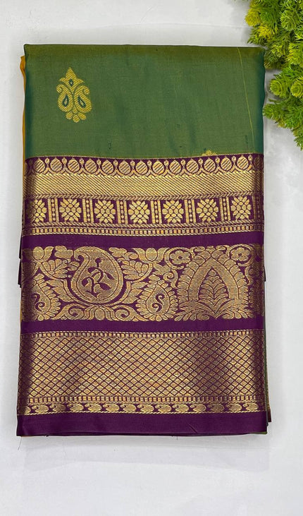 Bottle green semi kanchipuram silk saree|S8_2