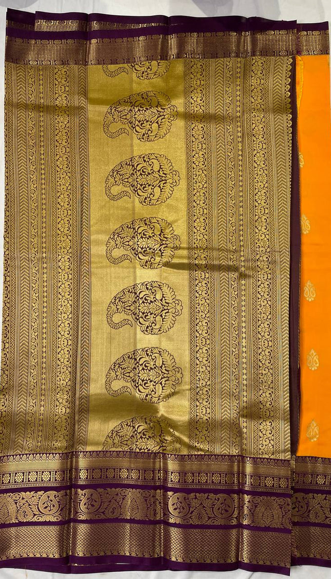 Orange semi Kanchipuram silk saree|S8_1