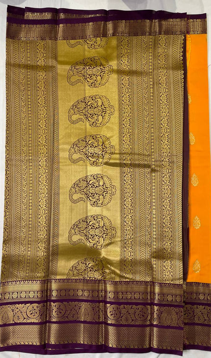 Orange semi Kanchipuram silk saree|S8_1