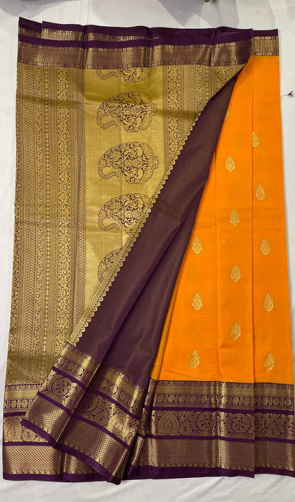 Orange semi Kanchipuram silk saree|S8_1