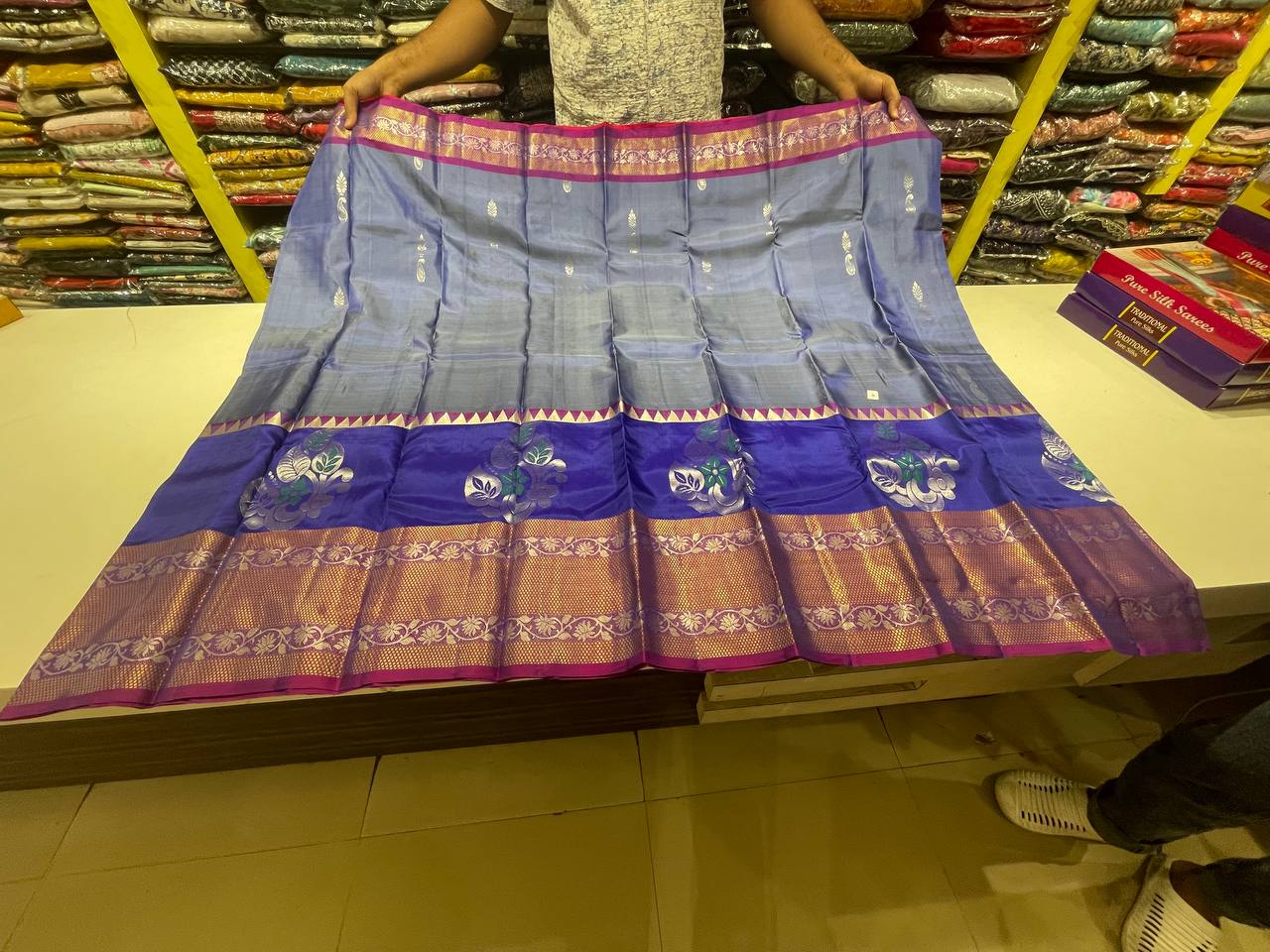 Blue  Pure Kancheepuram Silk Saree |AS-0085
