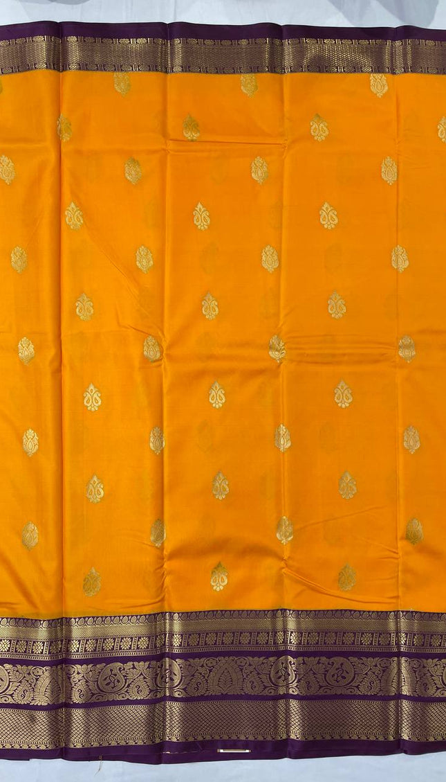 Orange semi Kanchipuram silk saree|S8_1