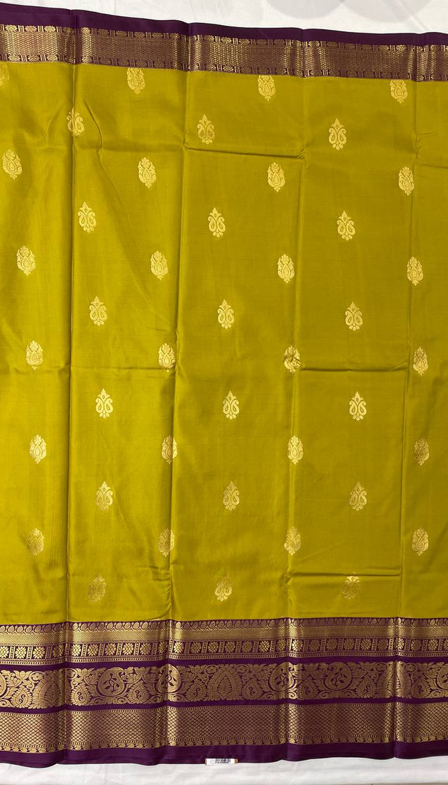 Olive green semi kanchipuram silk saree|S8_3