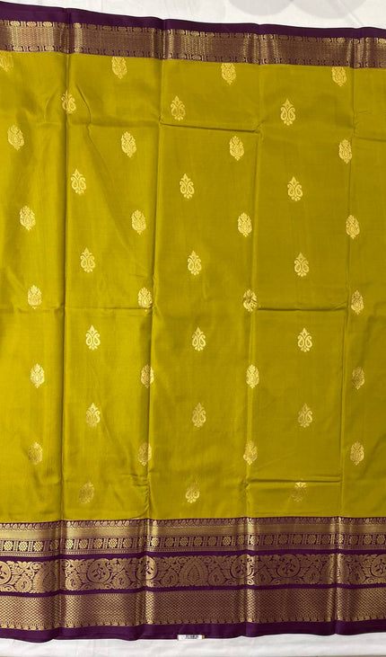 Olive green semi kanchipuram silk saree|S8_3
