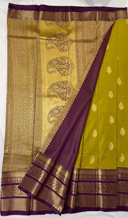 Olive green semi kanchipuram silk saree|S8_3