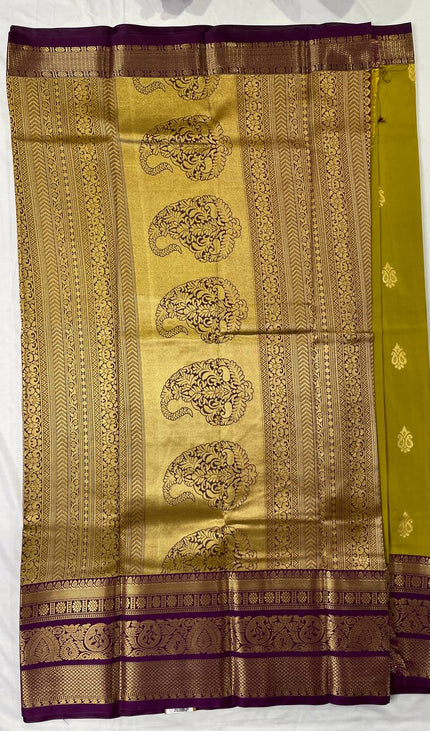 Olive green semi kanchipuram silk saree|S8_3