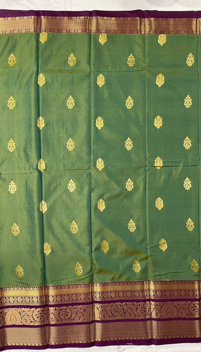 Bottle green semi kanchipuram silk saree|S8_2