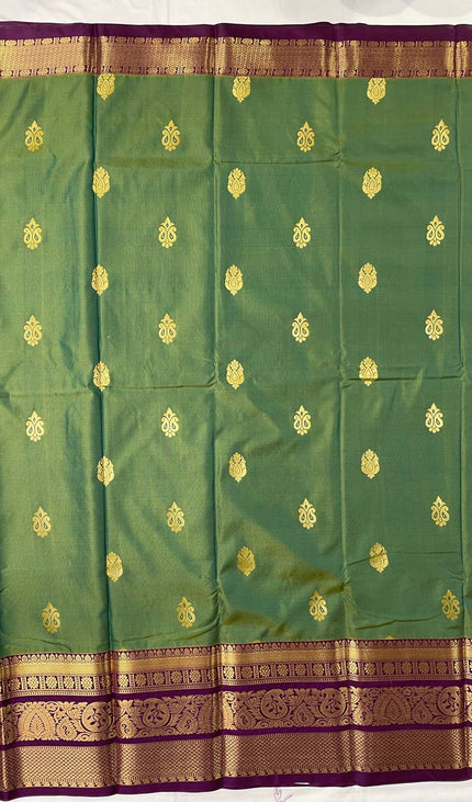 Bottle green semi kanchipuram silk saree|S8_2