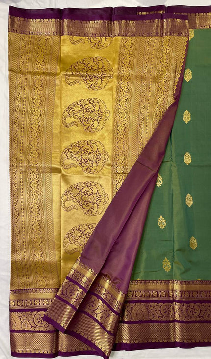 Bottle green semi kanchipuram silk saree|S8_2