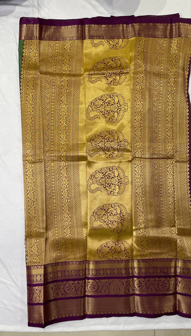 Bottle green semi kanchipuram silk saree|S8_2