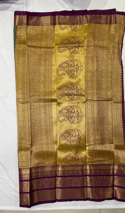Bottle green semi kanchipuram silk saree|S8_2