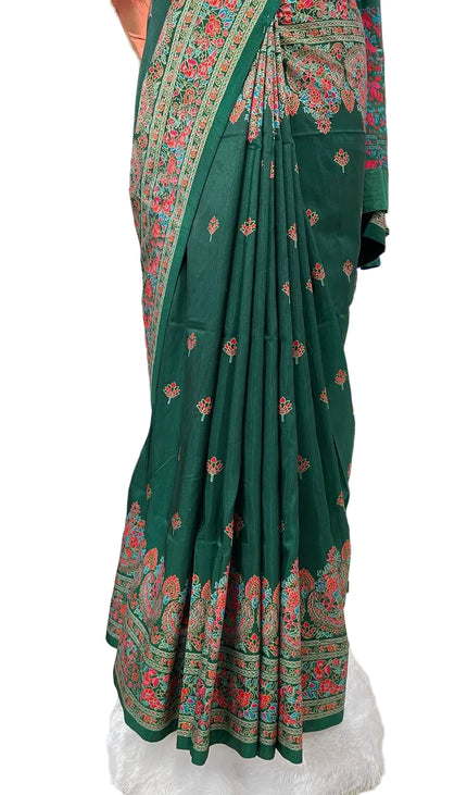 Green Silk Designer Saree with  Digital Print & Red Border |DS33_6