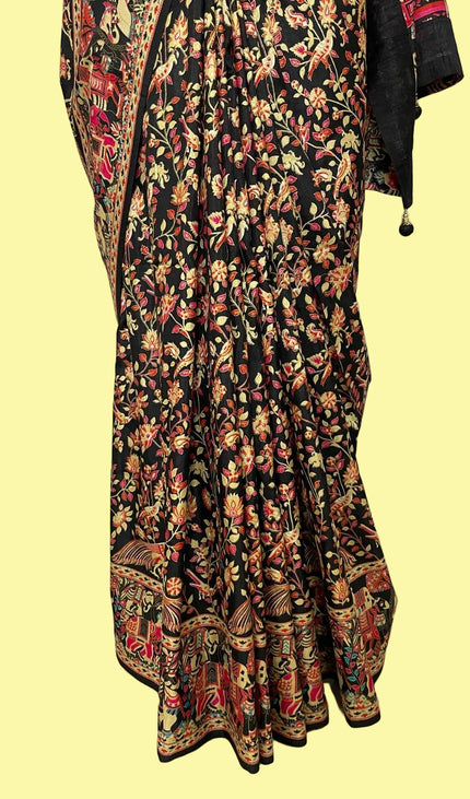 Black Dolla Silk Designer Saree with Digital Print & Self Border |DS33_4