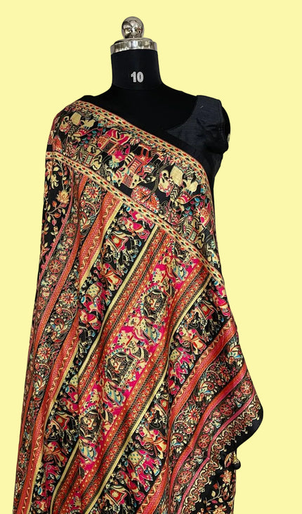 Black Dolla Silk Designer Saree with Digital Print & Self Border |DS33_4