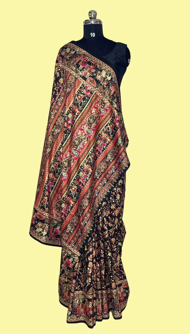 Black Dolla Silk Designer Saree with Digital Print & Self Border |DS33_4