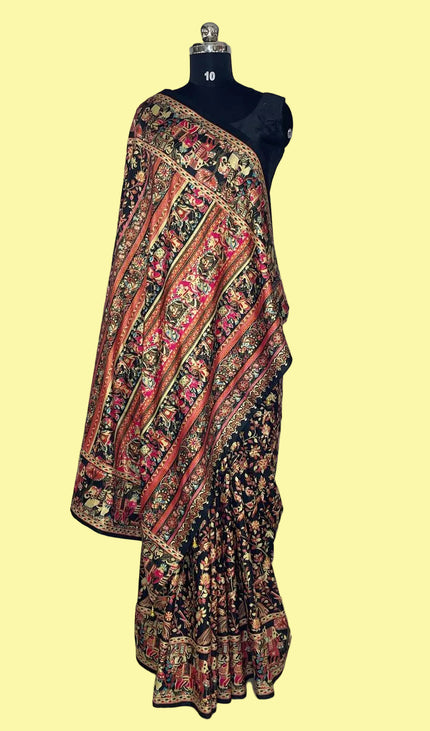Black Dolla Silk Designer Saree with Digital Print & Self Border |DS33_4