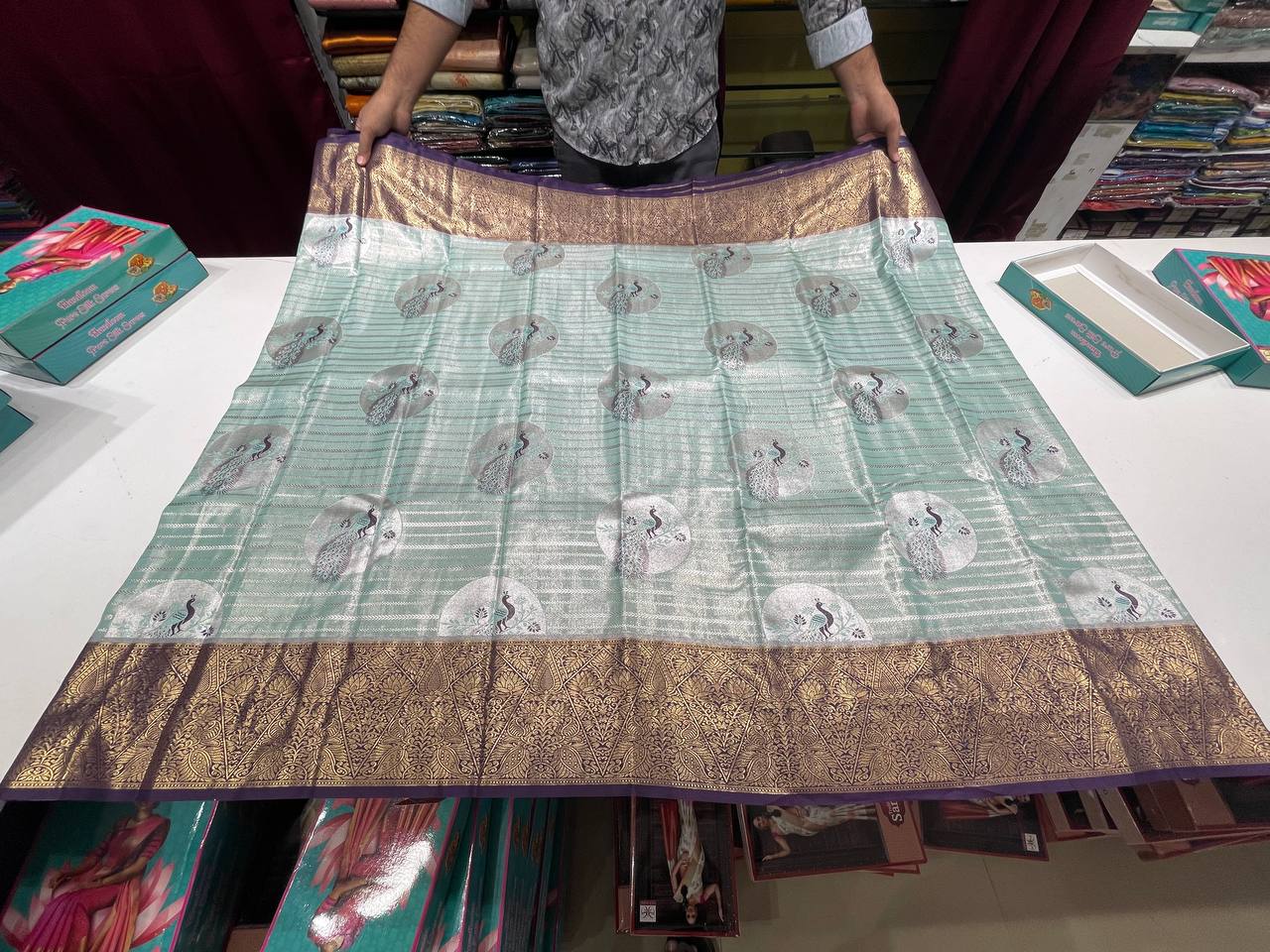 Semi silk Mustard Kanchipuram With Butta Design| AS-00134