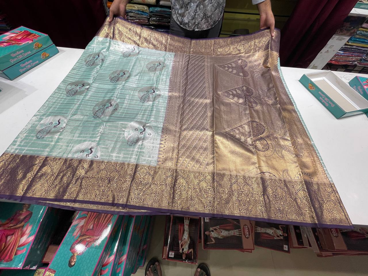 Semi silk Mustard Kanchipuram With Butta Design| AS-00134